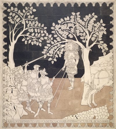 T.3836 Absolom之死，锡耶纳大教堂的地板研究，1870年（墨水和水洗） 作者 利奥波多·马卡里
